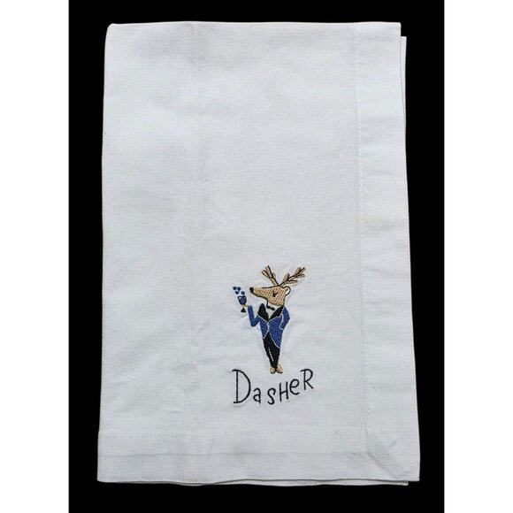 VTG 9 Pottery Barn Reindeer Dinner Napkins Braided Basket Christmas Holiday - Picture 14 of 16